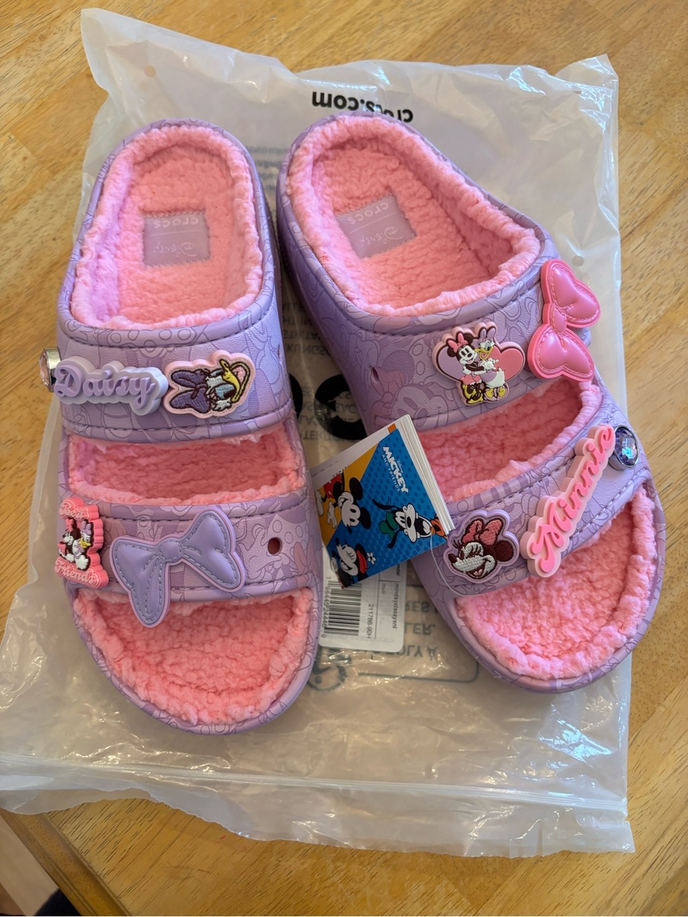 CROCS Lavender & Pink Minnie Plush Slide Sandals